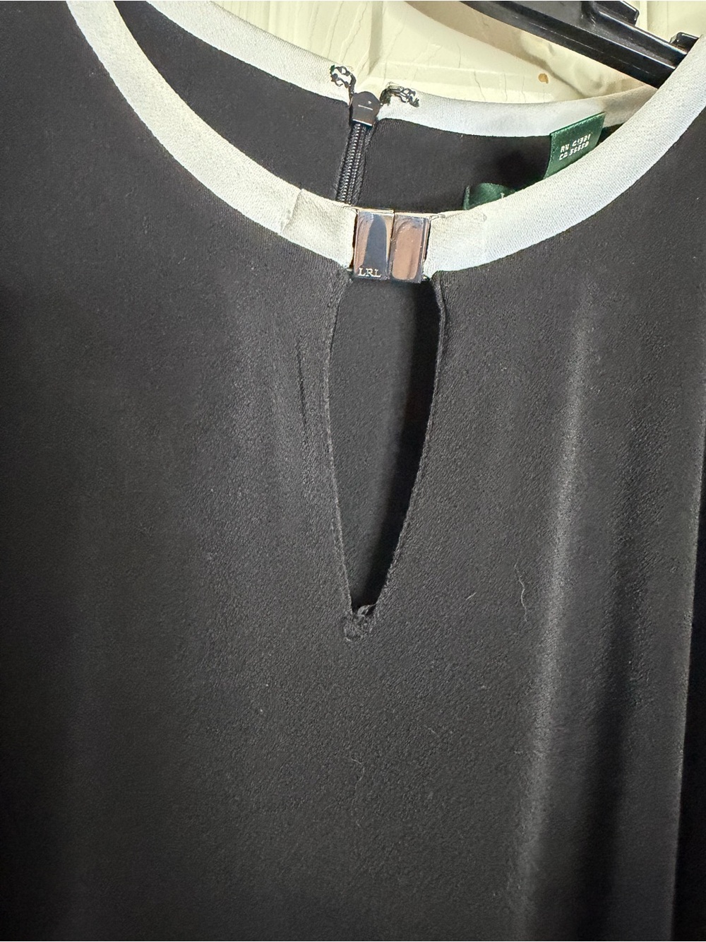 Lauren Ralph Lauren Black Jumpsuit with Ivory Trim and Tie at the Waist